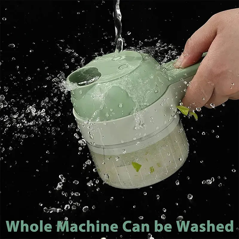 🔪 Rechargeable 4-in-1 Electric Vegetable Cutter - Slicer, Chopper, Grinder & Peeler | Fast Kitchen Prep