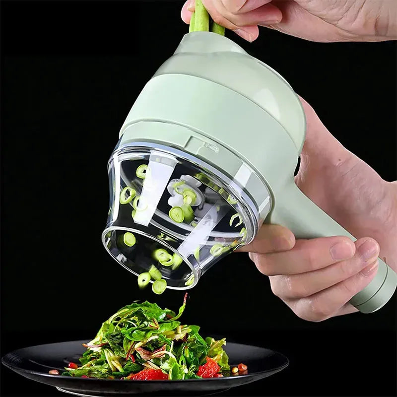 🔪 Rechargeable 4-in-1 Electric Vegetable Cutter - Slicer, Chopper, Grinder & Peeler | Fast Kitchen Prep