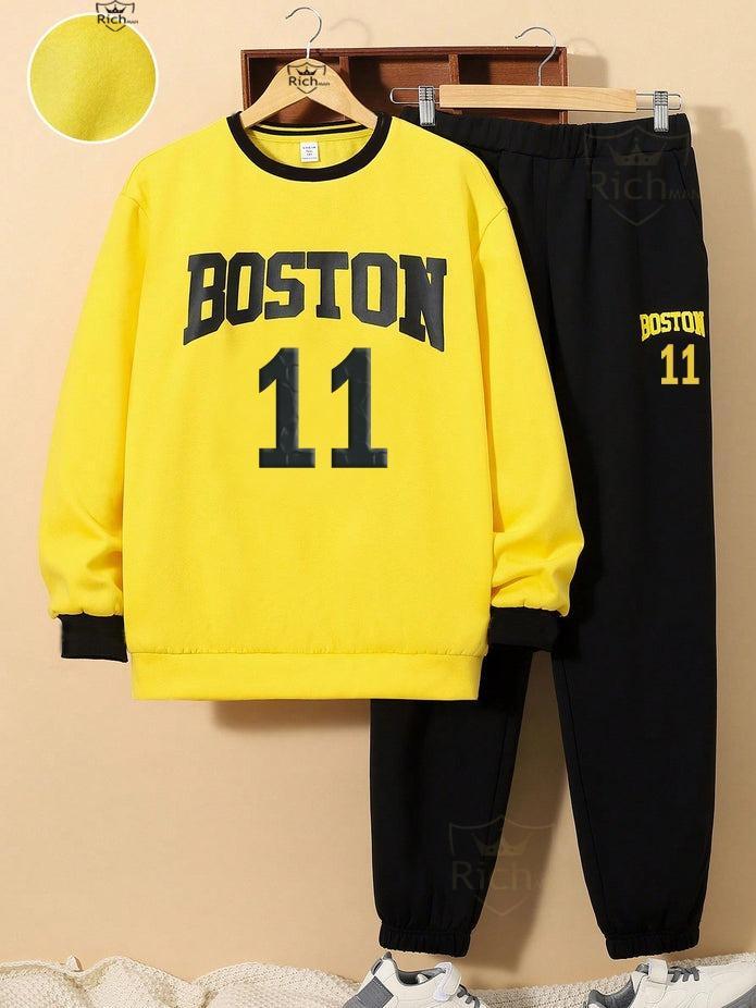 🏀 Boston 11 Premium Tracksuit - Yellow & Black Sports Set ⚡