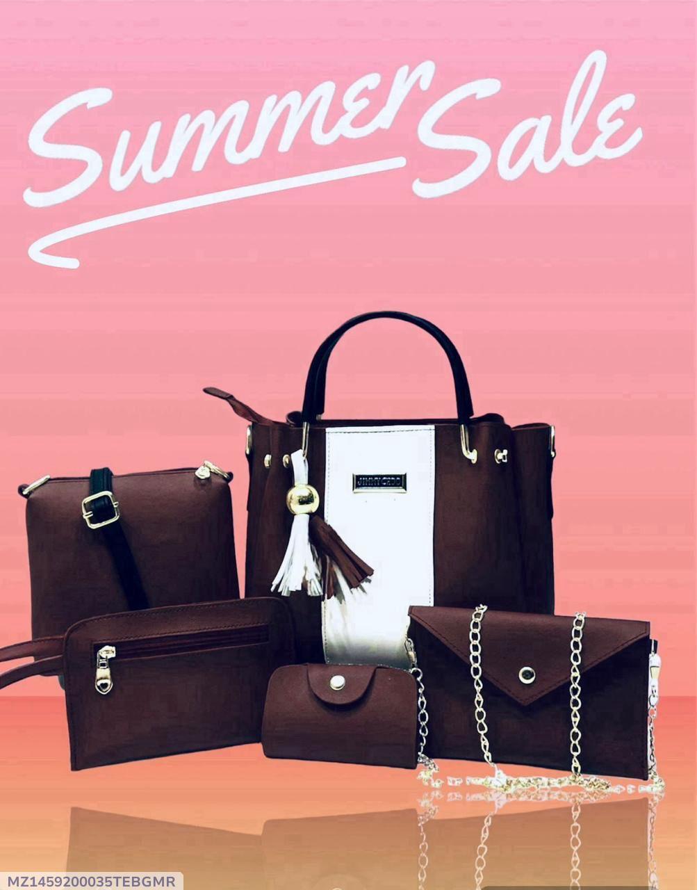 👜 Women's Brown Rexine Hand Bag Set - 5 Pieces ✨