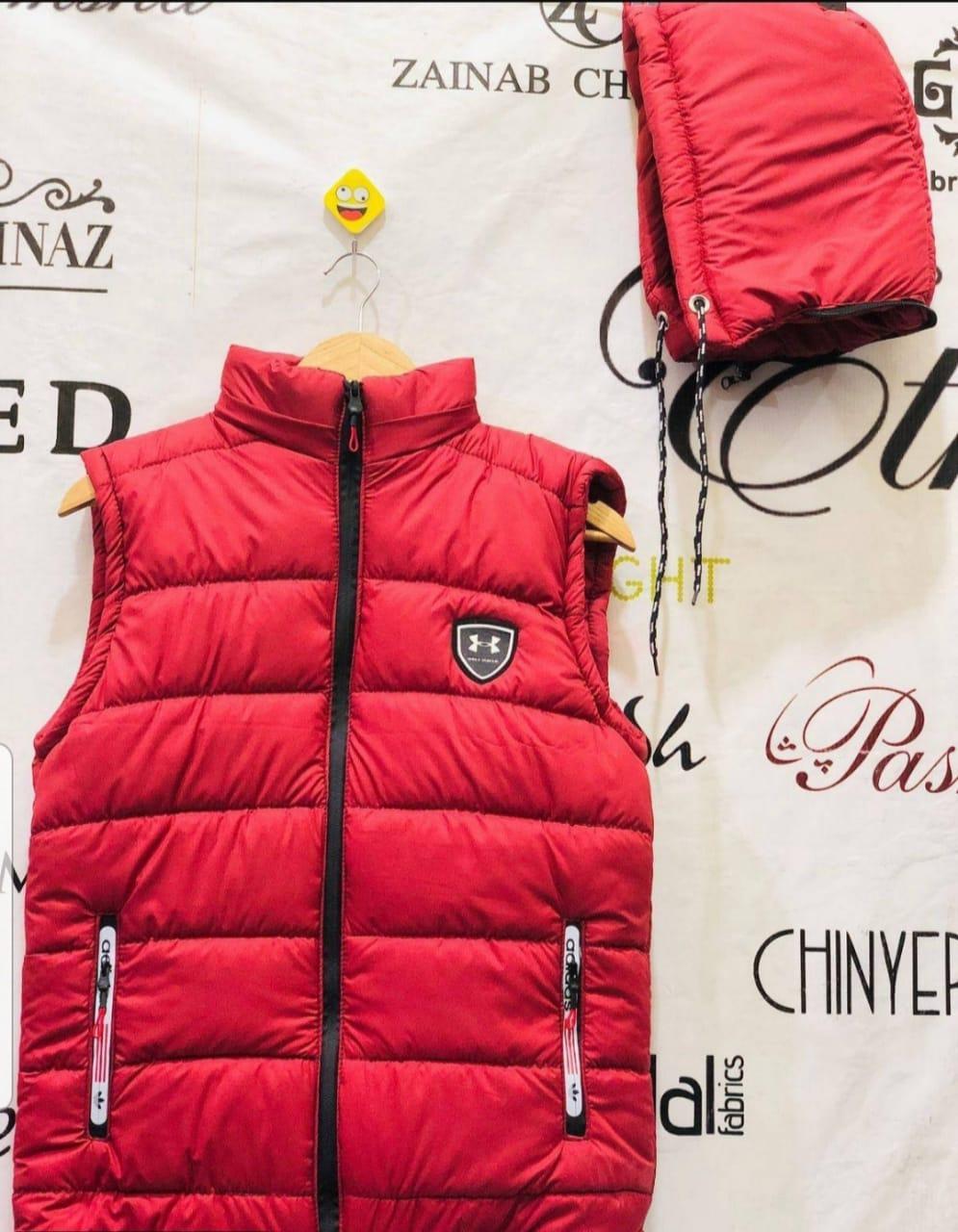 🔥 Men's Premium Red Sleeveless Puffer Jacket - Emporio Armani Style | Winter Collection