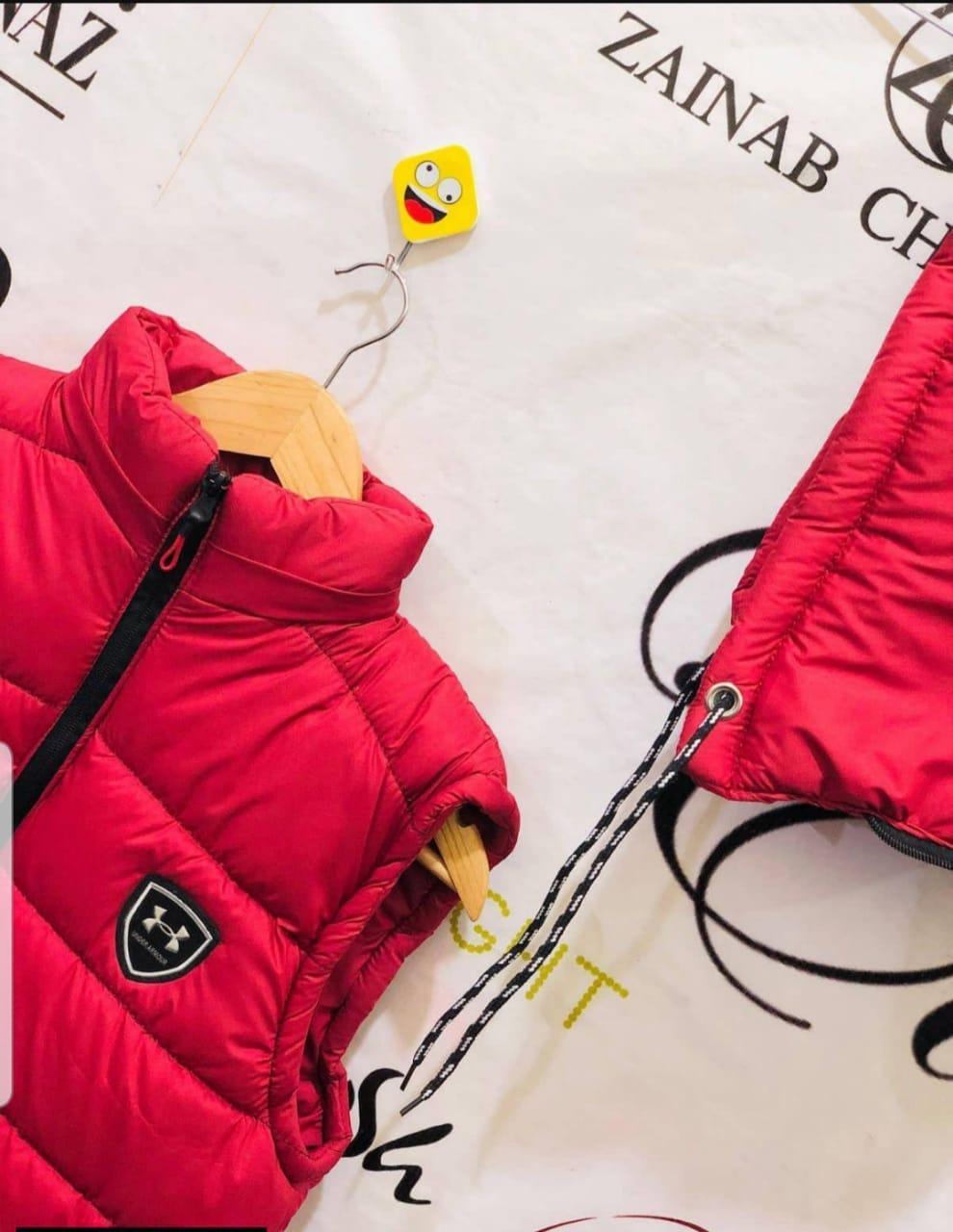 🔥 Men's Premium Red Sleeveless Puffer Jacket - Emporio Armani Style | Winter Collection