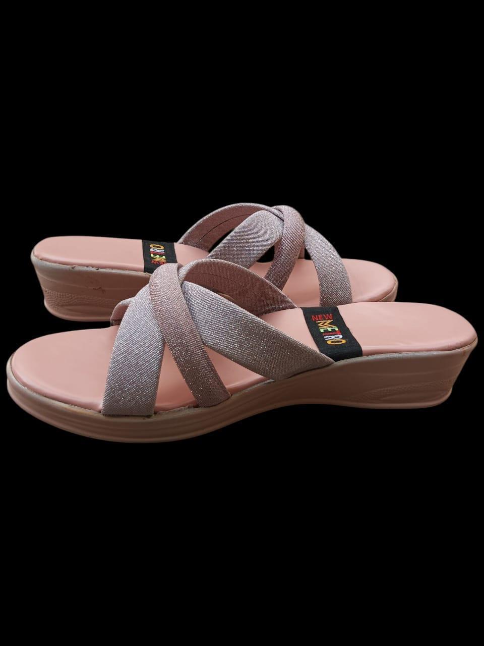 👡 Women's Metro Casual Flats - Pink & Silver Shimmer | Comfortable & Stylish