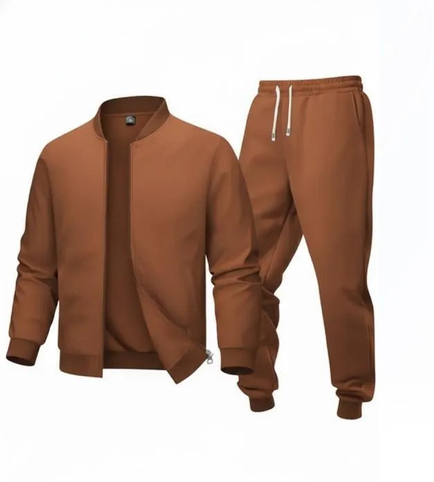 🔥 Men's Premium Brown Fleece Tracksuit - Zipper Jacket & Jogger Set | Winter Collection
