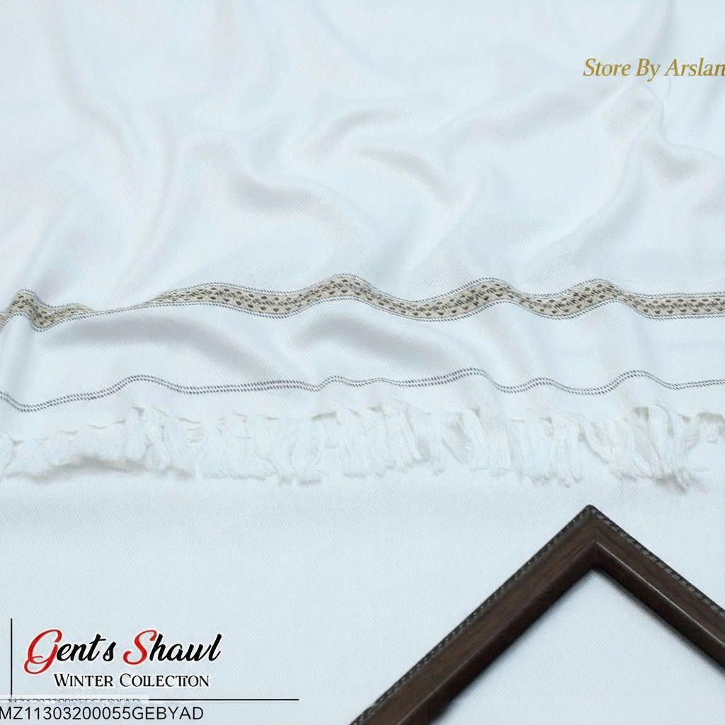Men's Premium Embroidered White Shawl - Store By Arslan